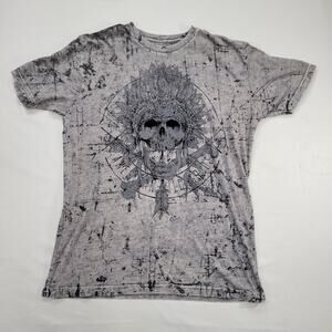Affliction Men's XL Reversible Grafic T-shirt Skulls Eagles Tribal Biker Style